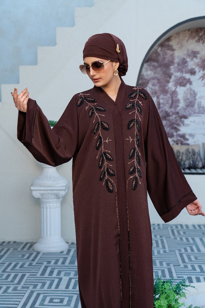Arsin Brown Beaded Abaya Size 52