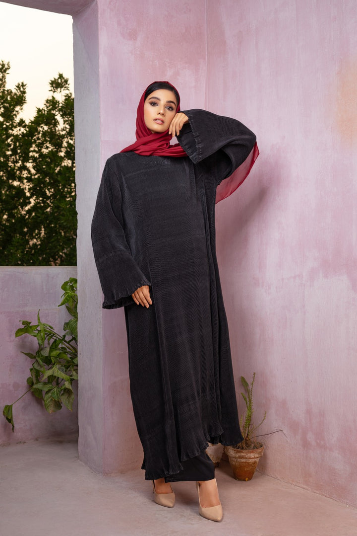Black Crinkle Abaya Size M