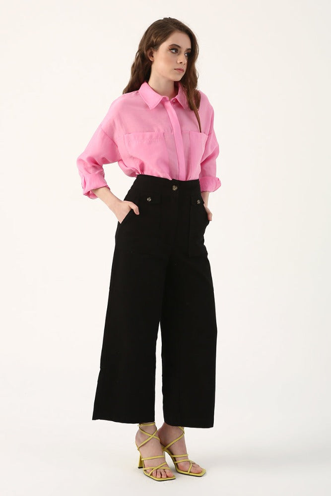 Black Wide Leg Trousers Size S