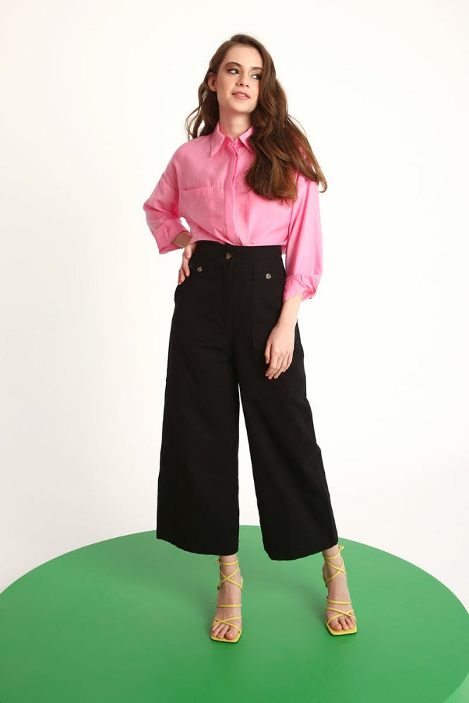 Black Wide Leg Trousers Size L