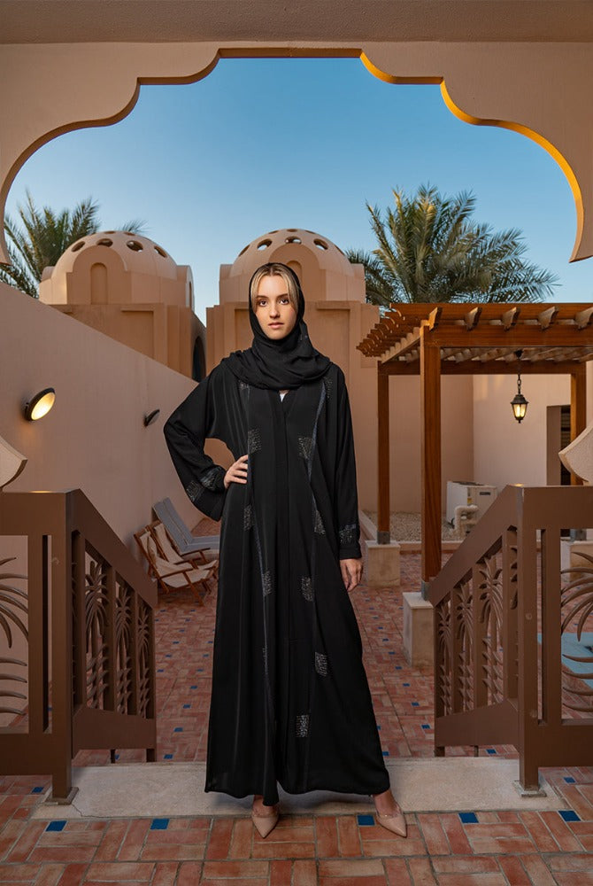 Celva Deluxe black open Abaya SMAMZ Modest Wear Modest Living