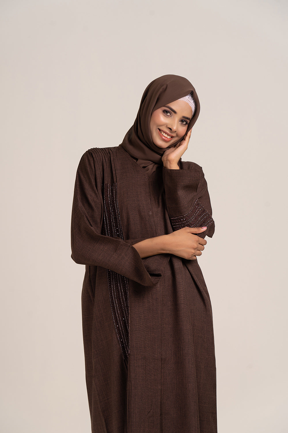 Cherie Brown Abstract Buttoned Abaya Size 56
