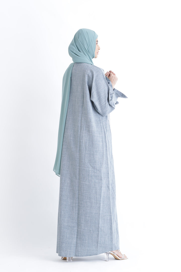 Cherie Grey Abstract Buttoned Abaya