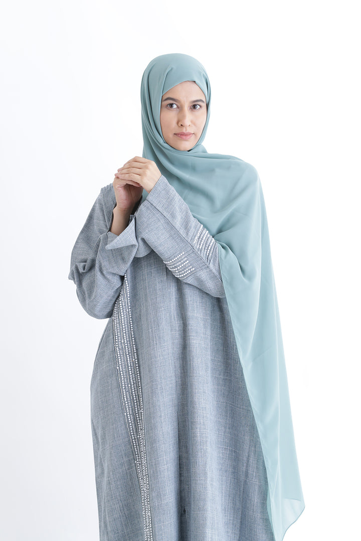 Cherie Grey Abstract Buttoned Abaya Size 52