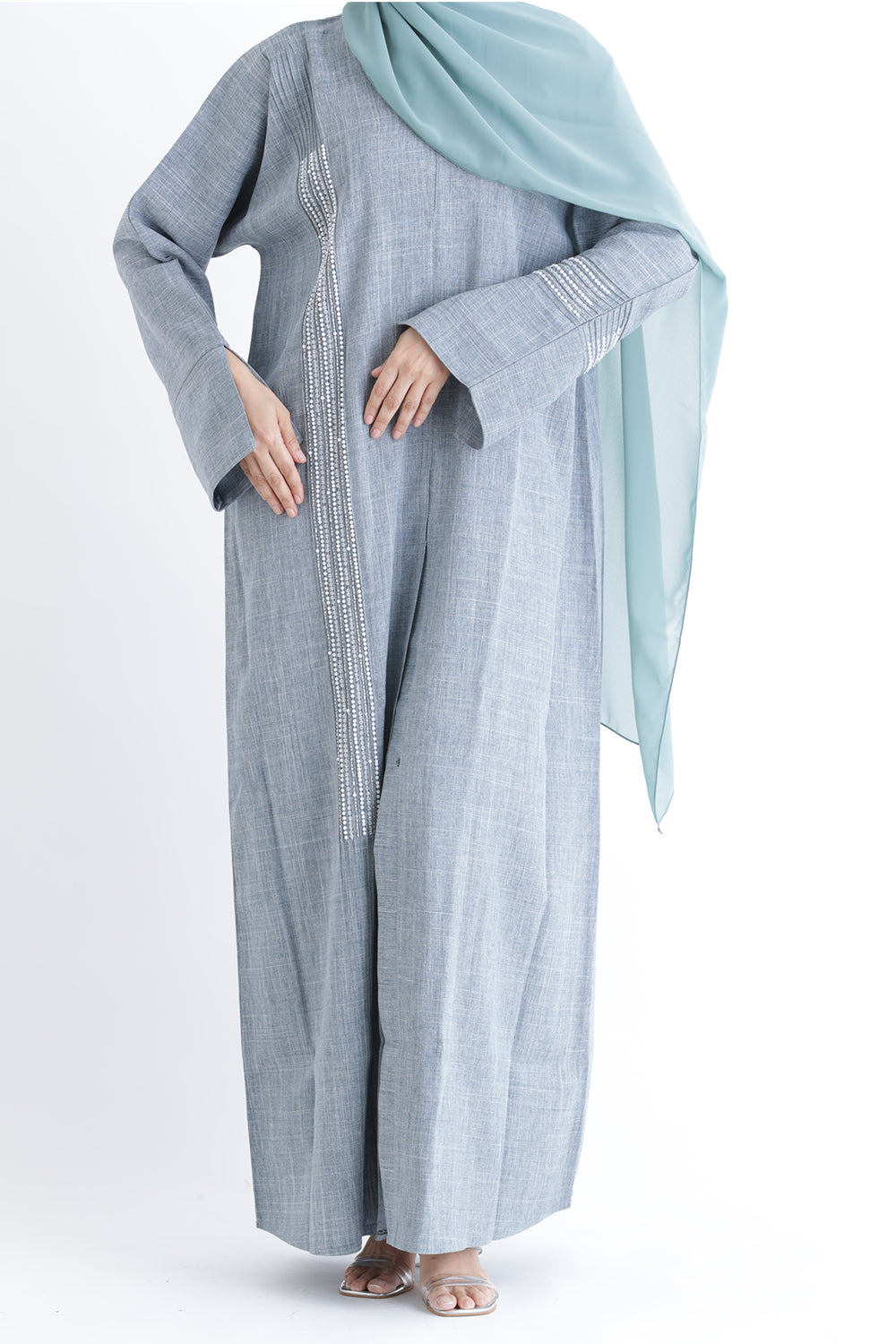 Cherie Grey Abstract Buttoned Abaya Size 54