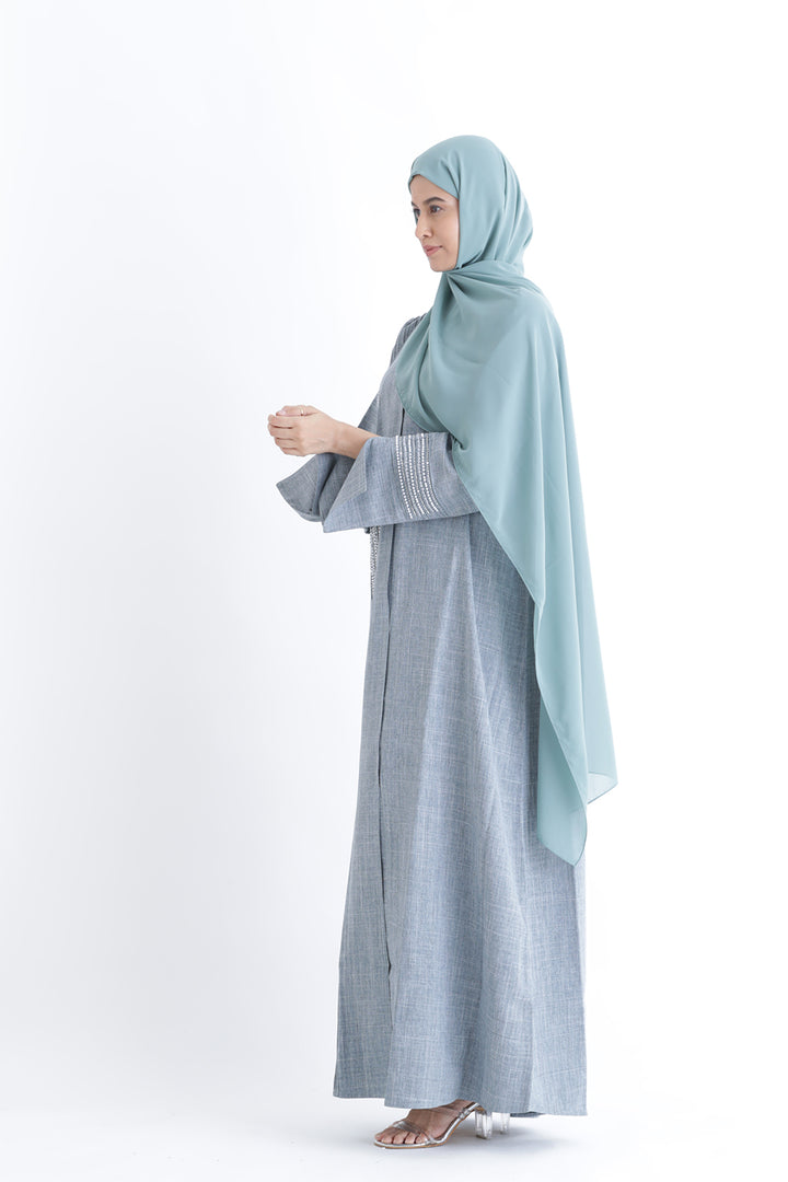 Cherie Grey Abstract Buttoned Abaya Size 60