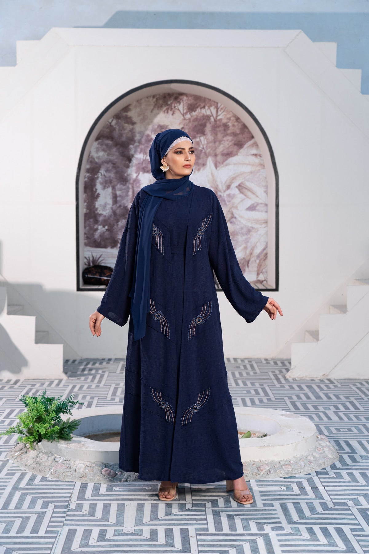 Sapphire Blue 3 Piece Abaya online | Fashion Abayas with Premium quality  fabric – SMAMZ - Modest Wear, Modest Living