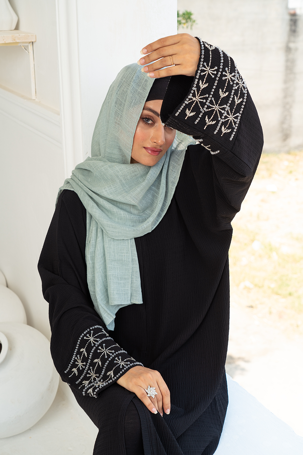 Foncé Black Buttoned Abaya Size 58