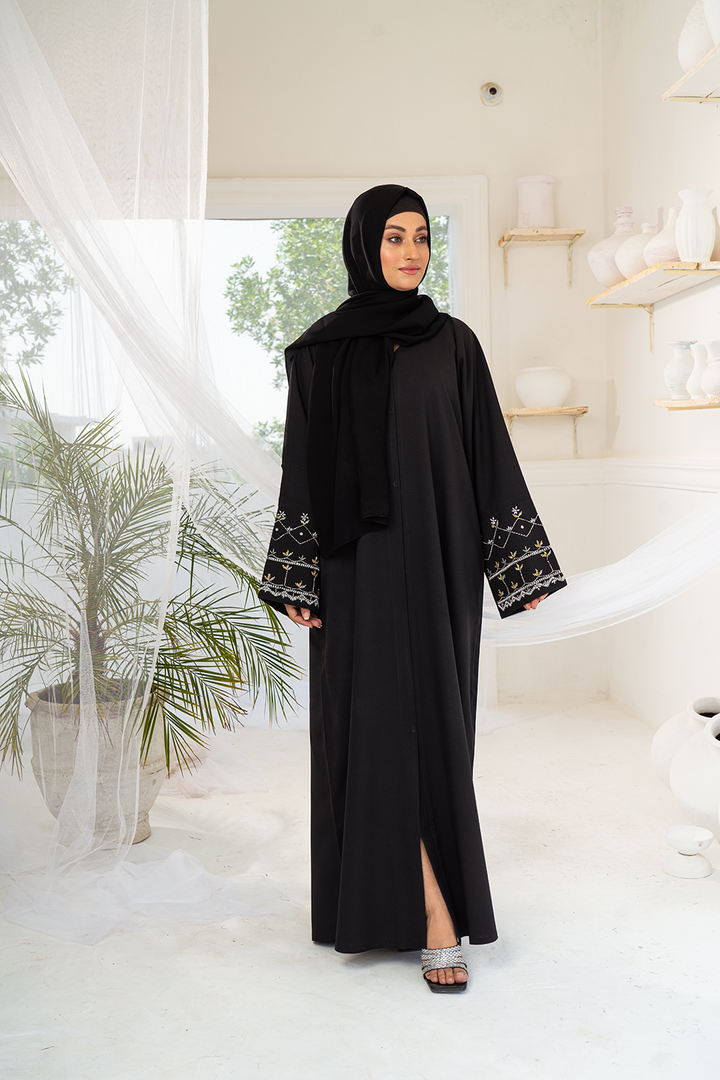 Arabesque Black Buttoned Abaya Size 50