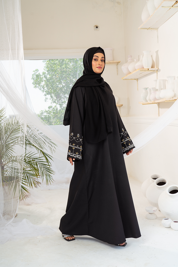 Arabesque Black Buttoned Abaya Size 52