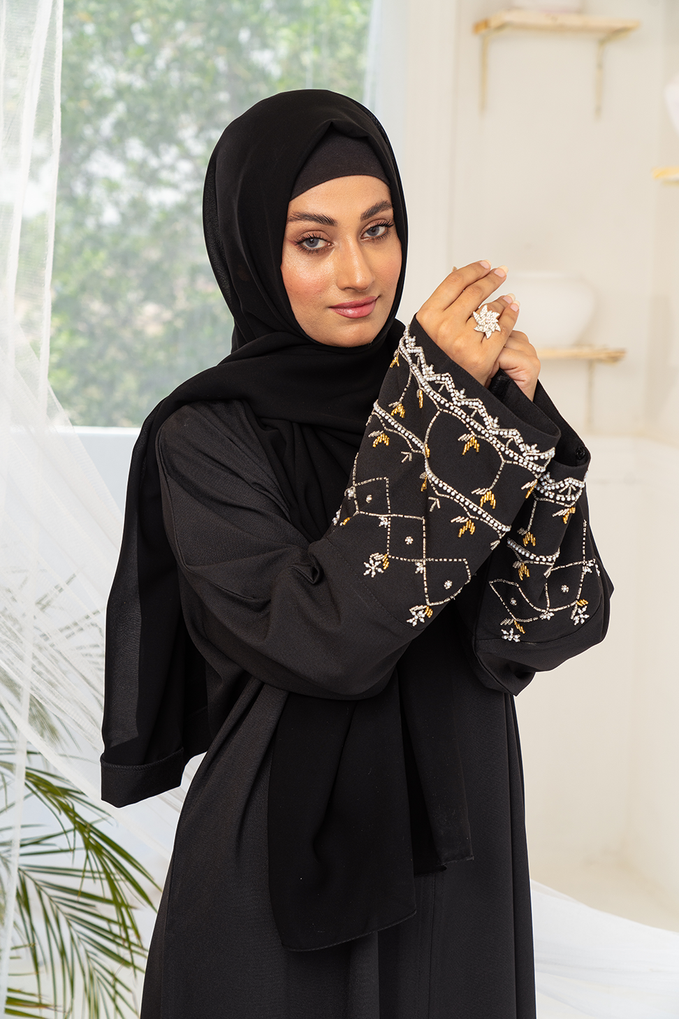 Arabesque Black Buttoned Abaya Size 58