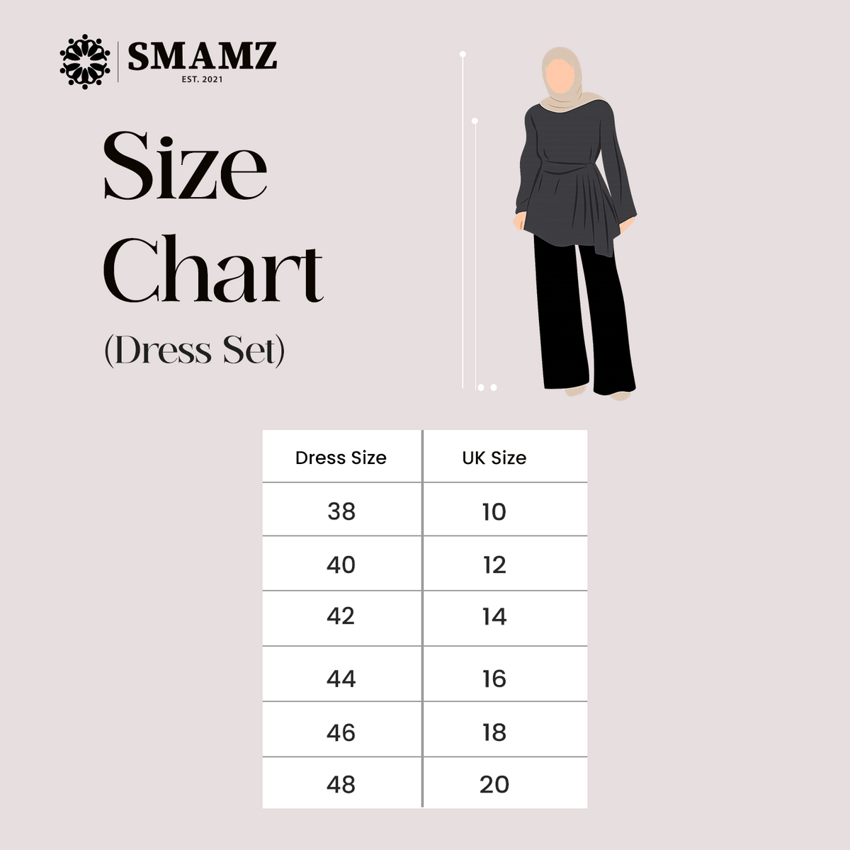 Black Etoile Dress — size chart