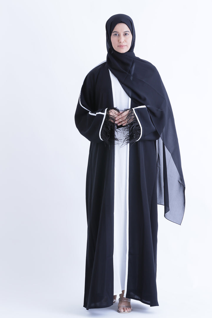 Feather Kimono Deluxe 3 Piece Abaya Size 58