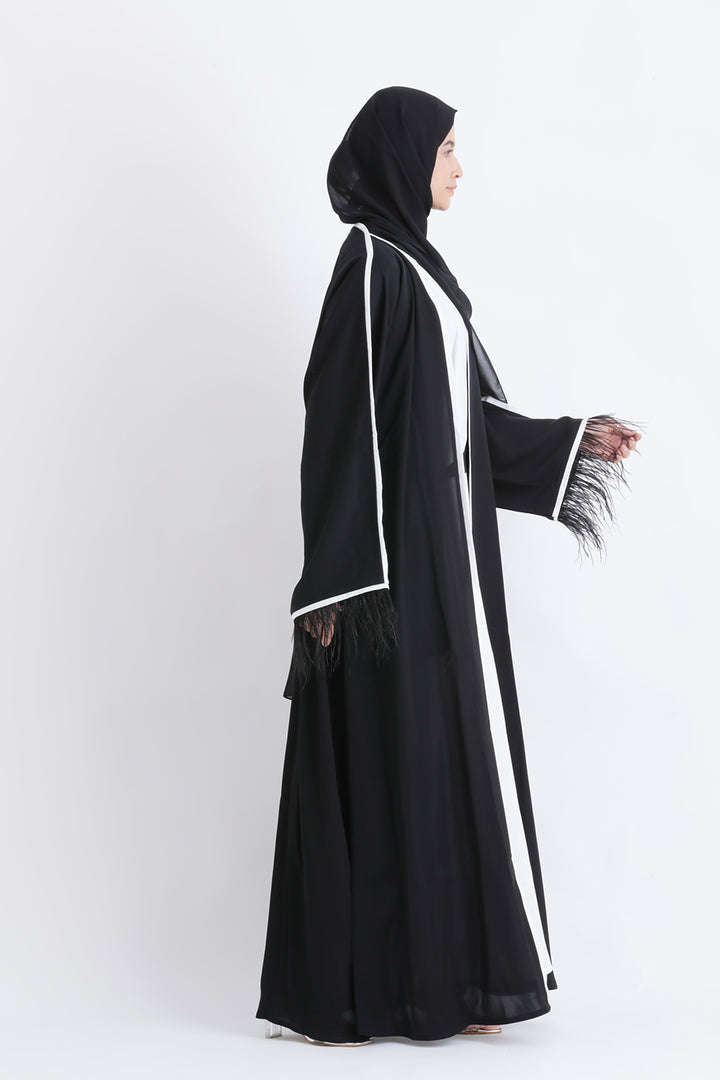 Feather Kimono Deluxe 3 Piece Abaya Size 60