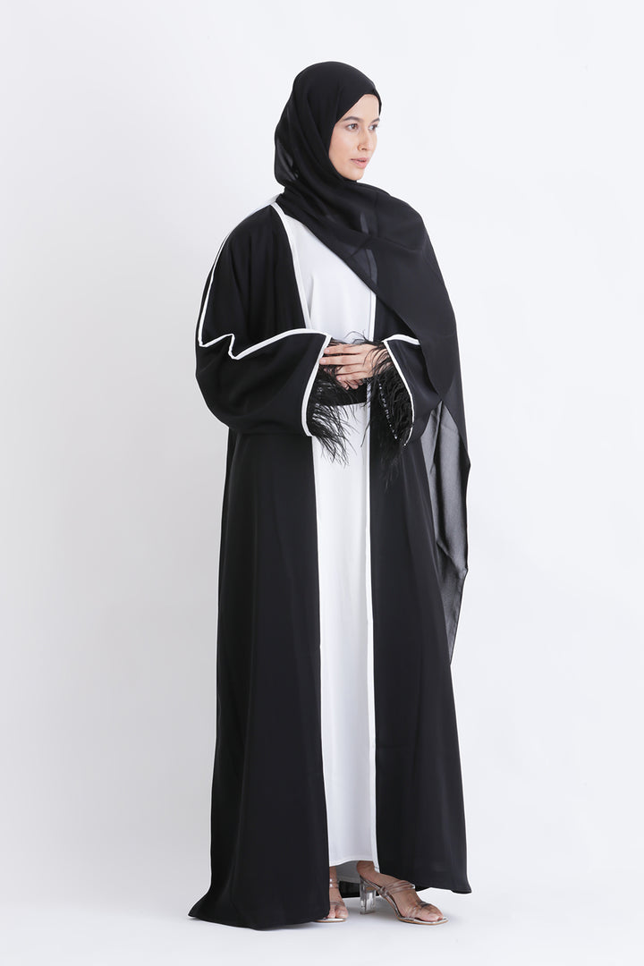 Feather Kimono Deluxe 3 Piece Abaya Size 54