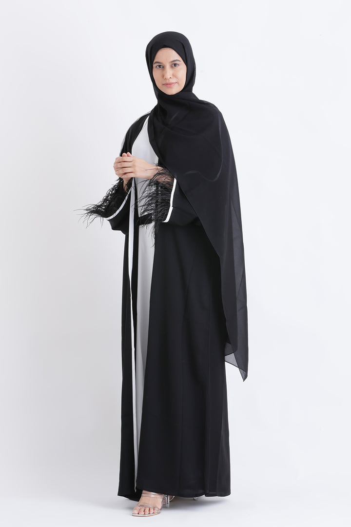Feather Kimono Deluxe 3 Piece Abaya Size 50