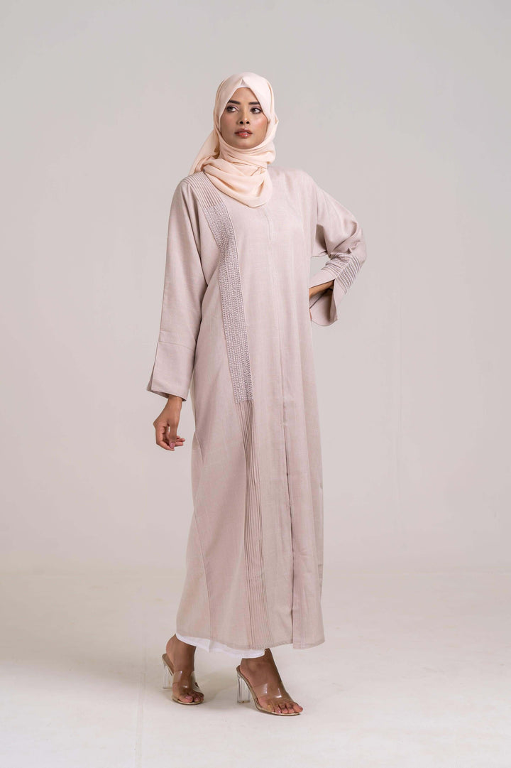 Cherie Cream Abstract Buttoned Abaya Size 50