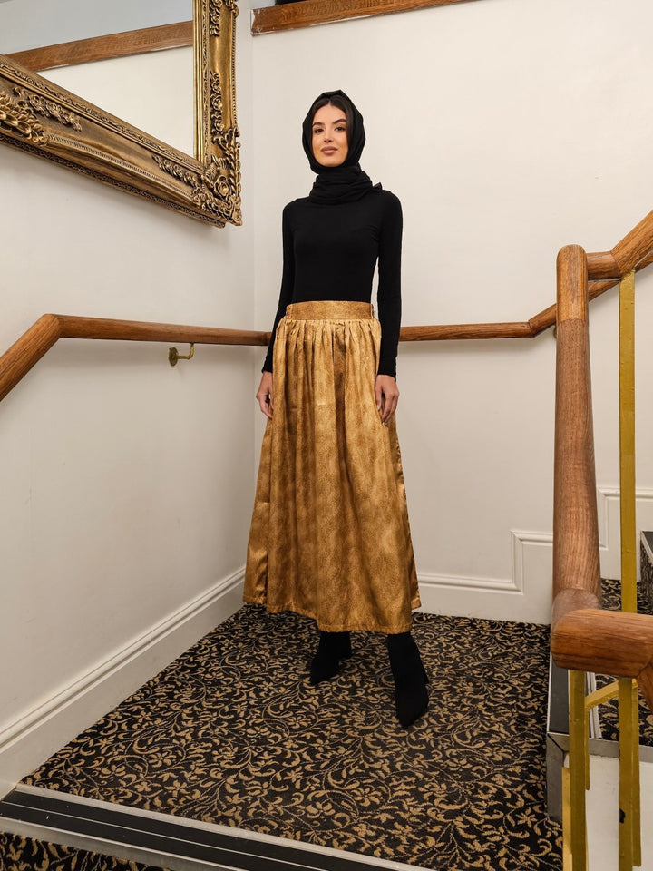 Gold Silk Skirt Size M