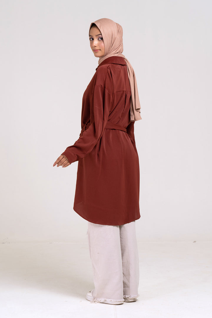 Grace Long Shirt (Brown) Size M