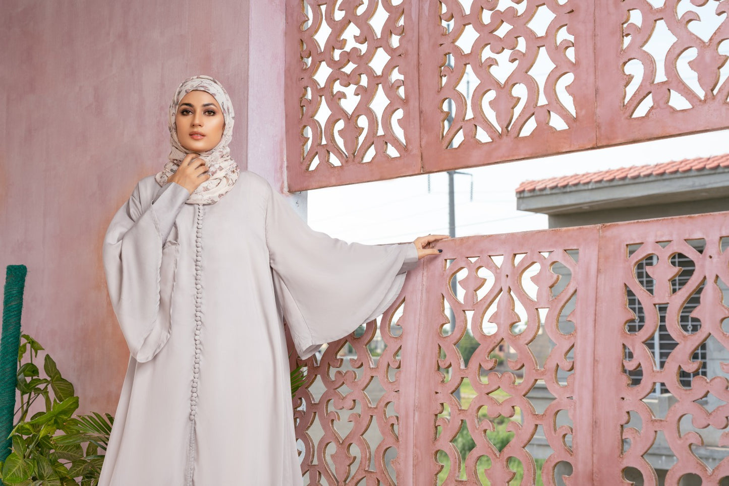 Ivory Buttoned Dress,luxurious satin dress,butterfly sleeves dress,smamz modest formal wear