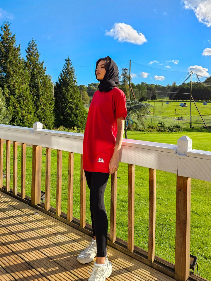 Ladies Red Casual Long T-Shirt Size XXL