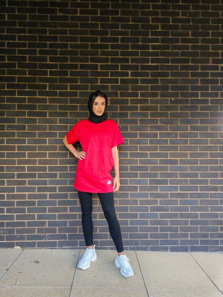 Ladies Red Casual Long T-Shirt Size L