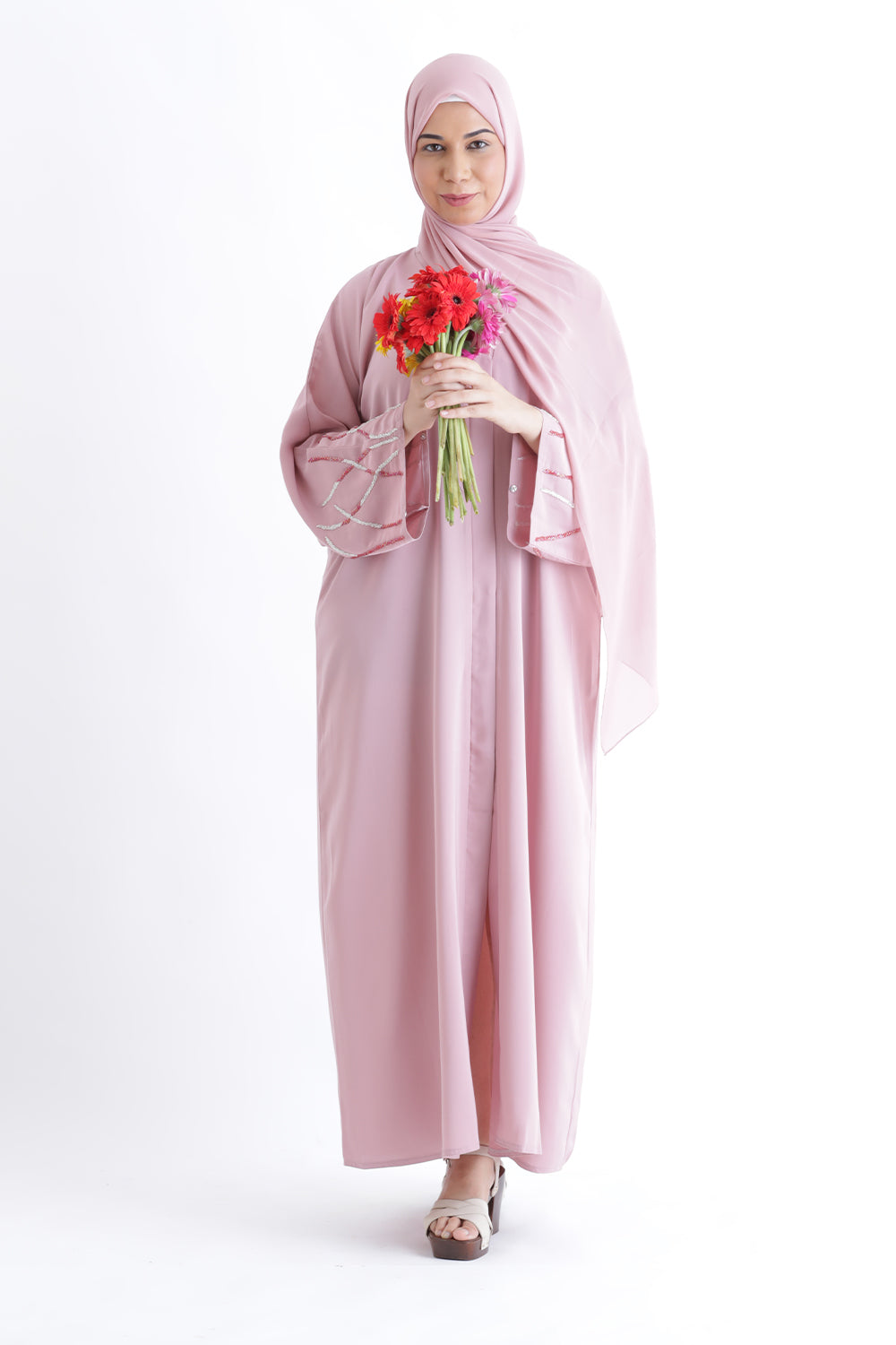 Larisa Pink Abaya with Belt Size 50