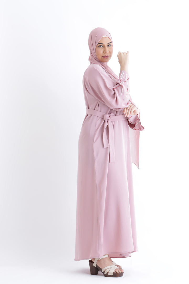 Larisa Pink Abaya with Belt