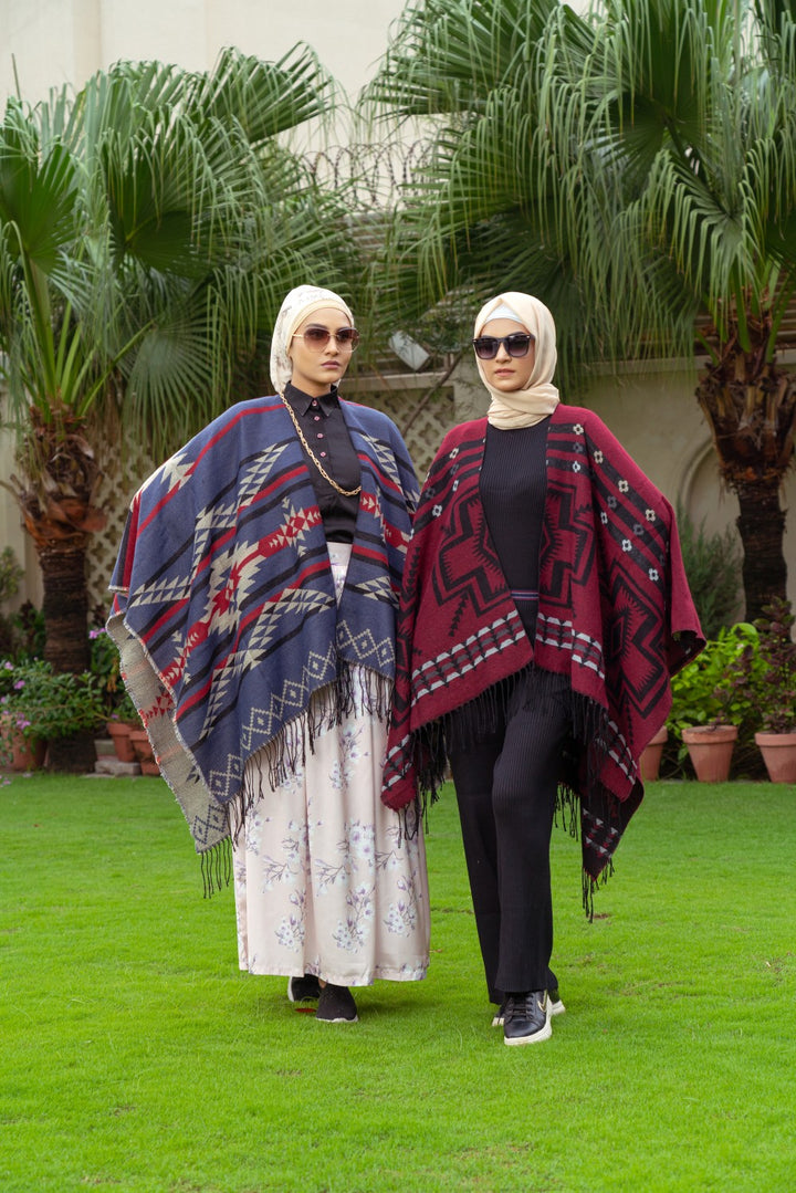 Elysian Cascade Modest Poncho Color Blue