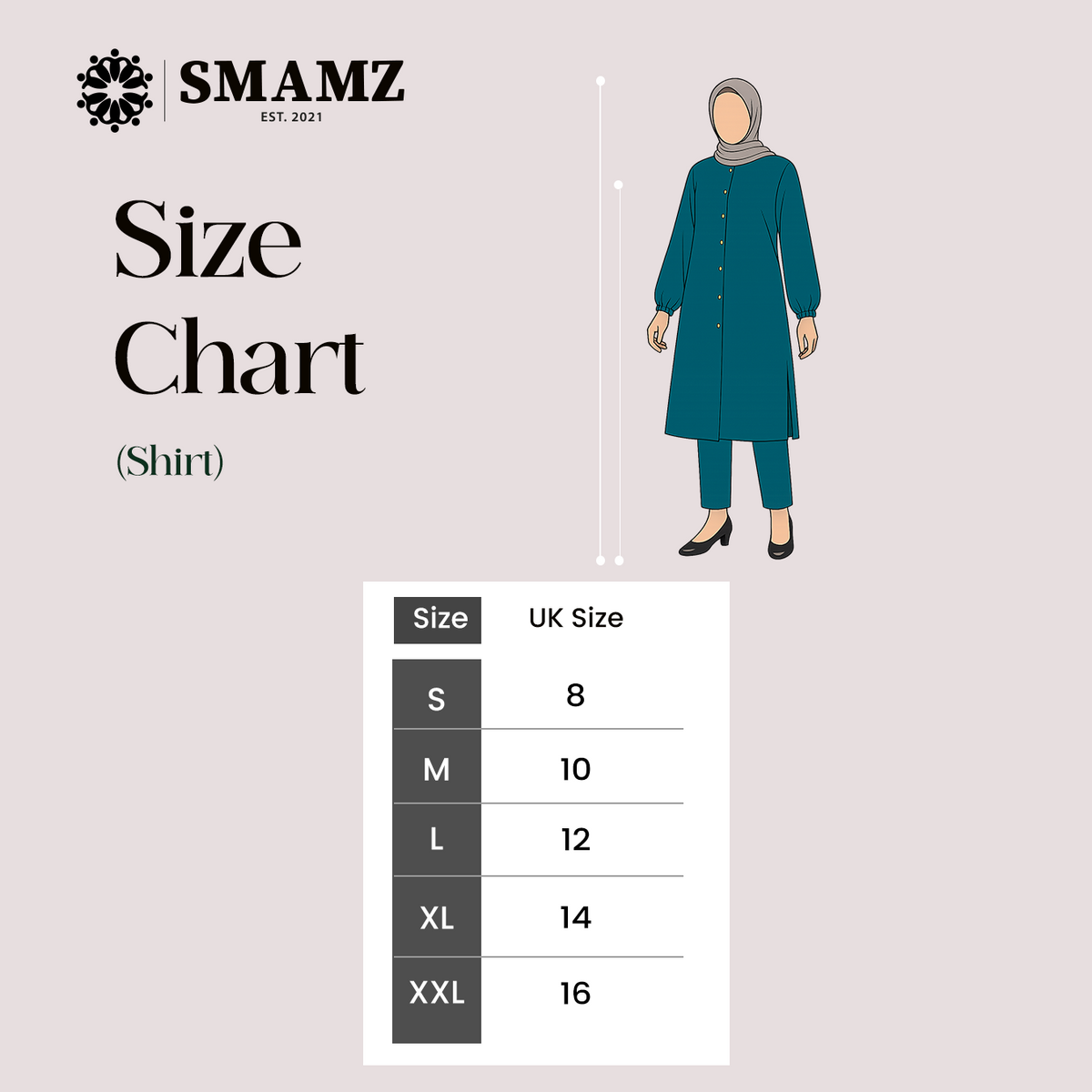 Suede Desert Black Shirt — size chart