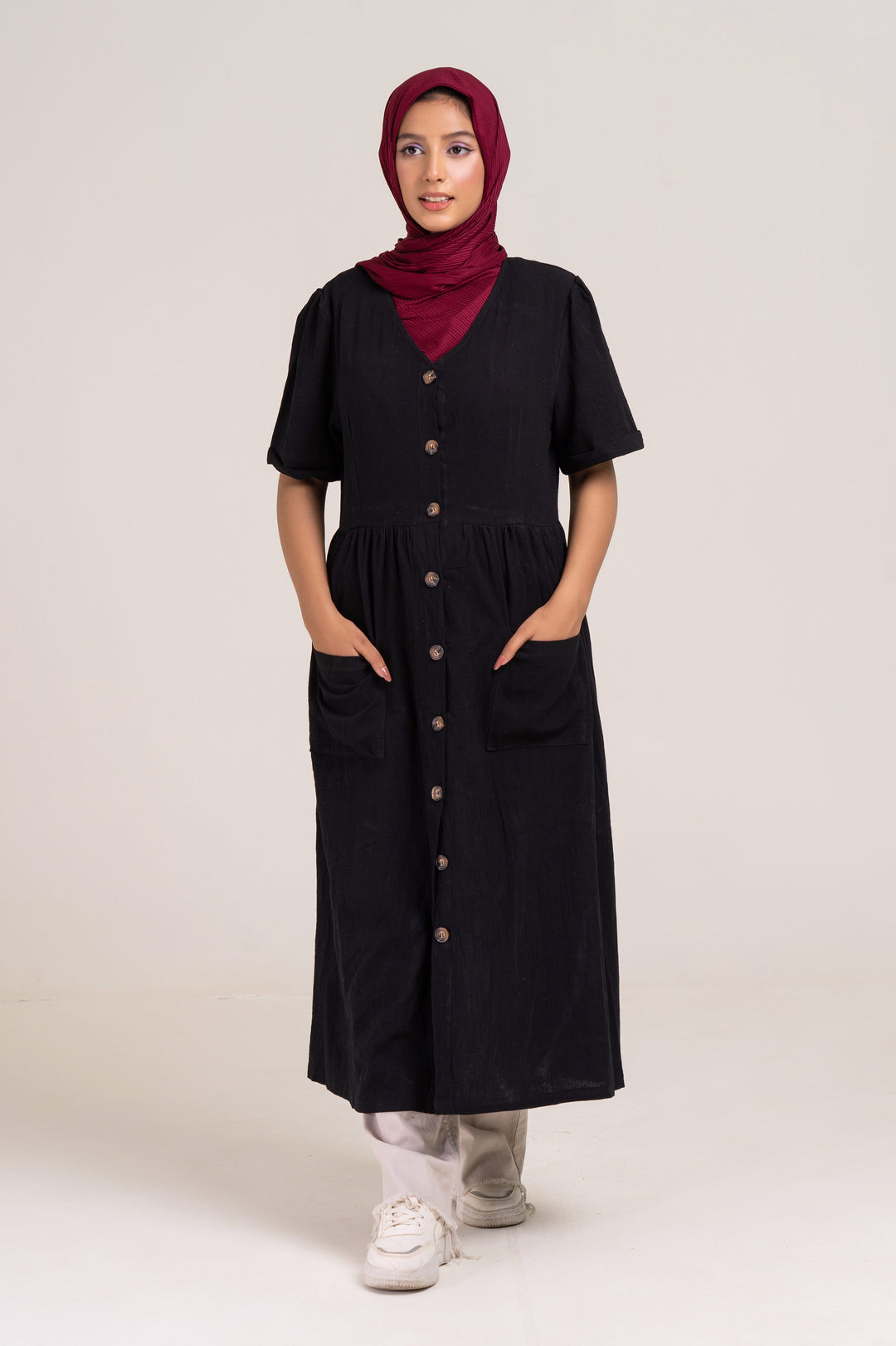 The Casual Button-Down Dress (Black)