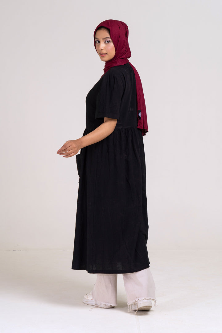 The Casual Button-Down Dress (Black) Size M