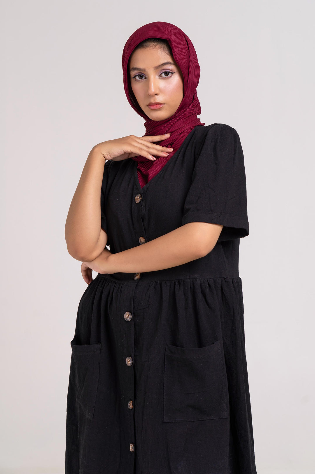 The Casual Button-Down Dress (Black) Size L