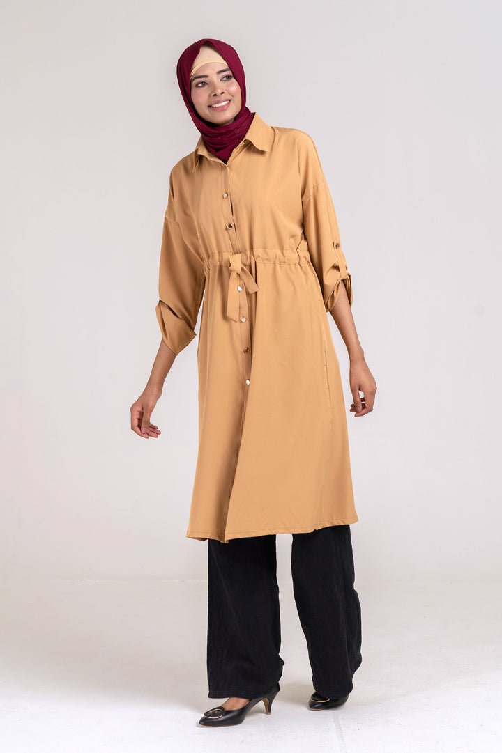 The Classic Shirt Dress (Sand Brown) Size XL