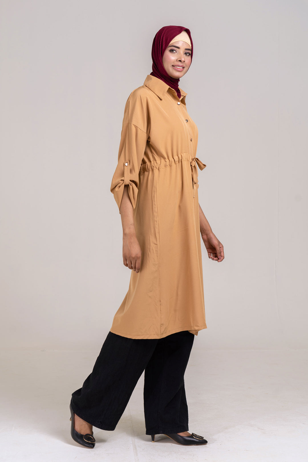 The Classic Shirt Dress (Sand Brown) Size M