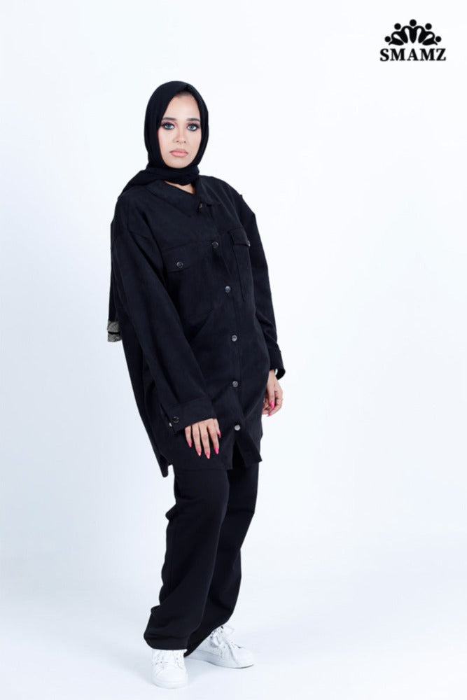 Suede Desert Black Shirt,shirt dress,smamz
