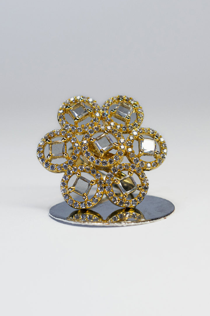 Gold Solar Crystal Ring Size M