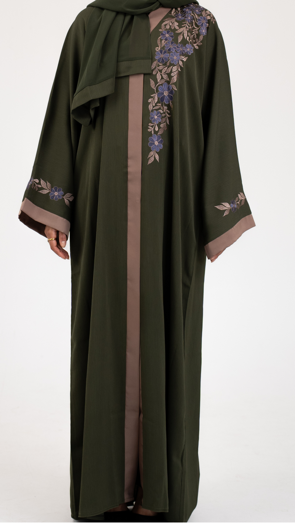 Emerald Blooms Open Abaya
