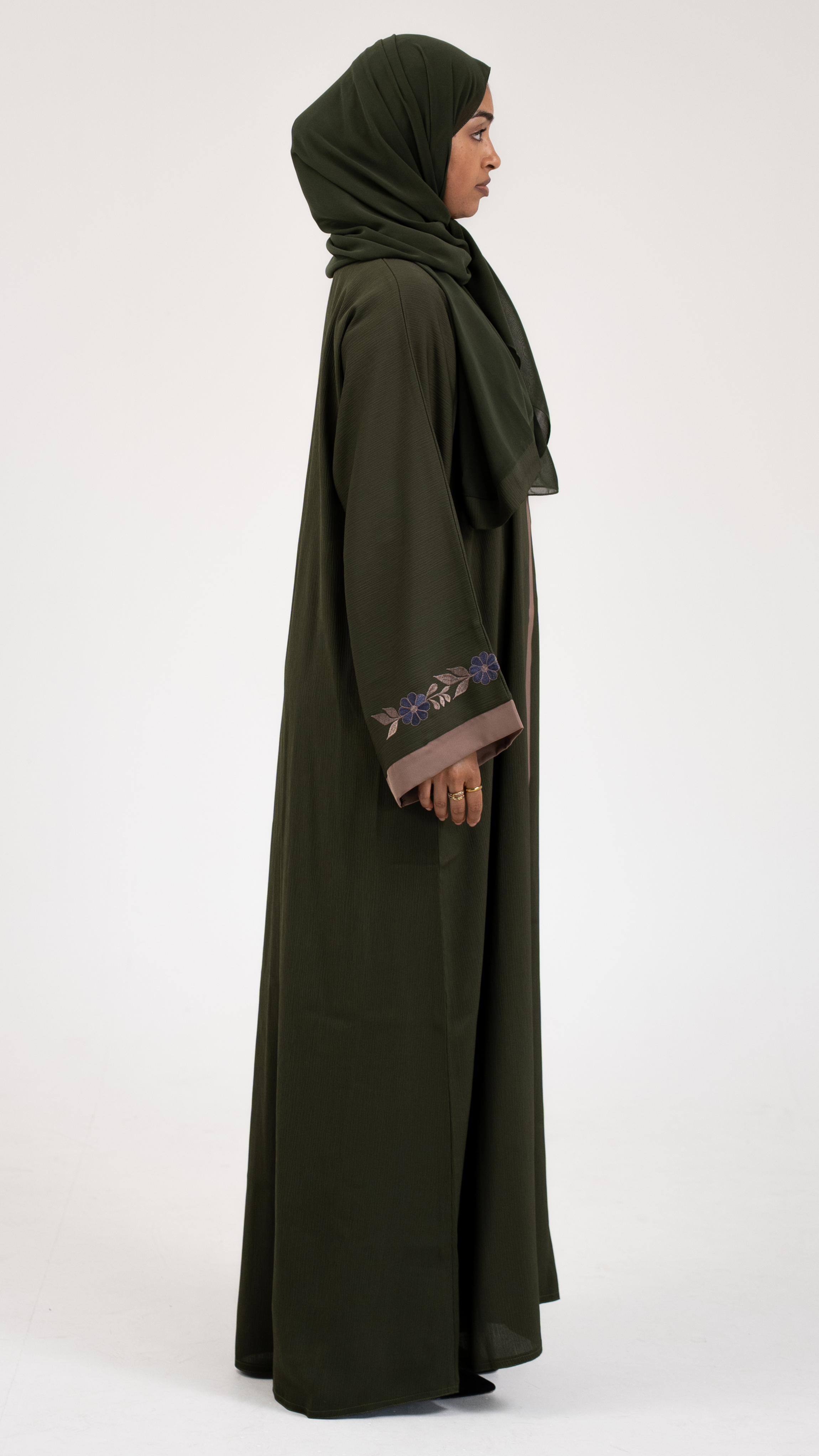 Emerald Blooms Open Abaya