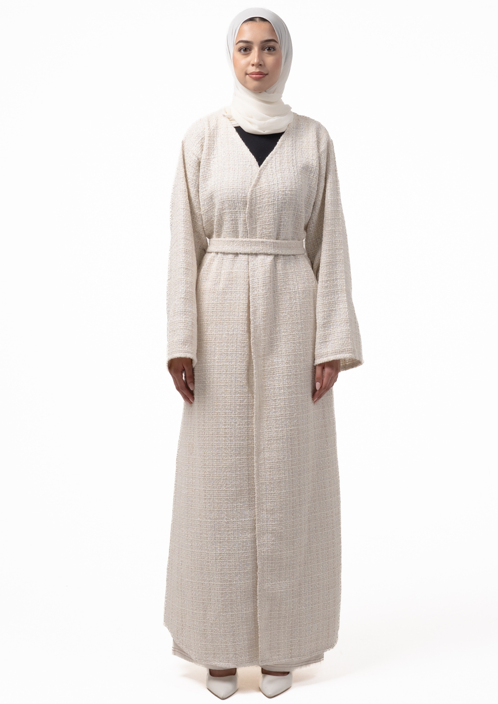 Ivory Tweed Abaya