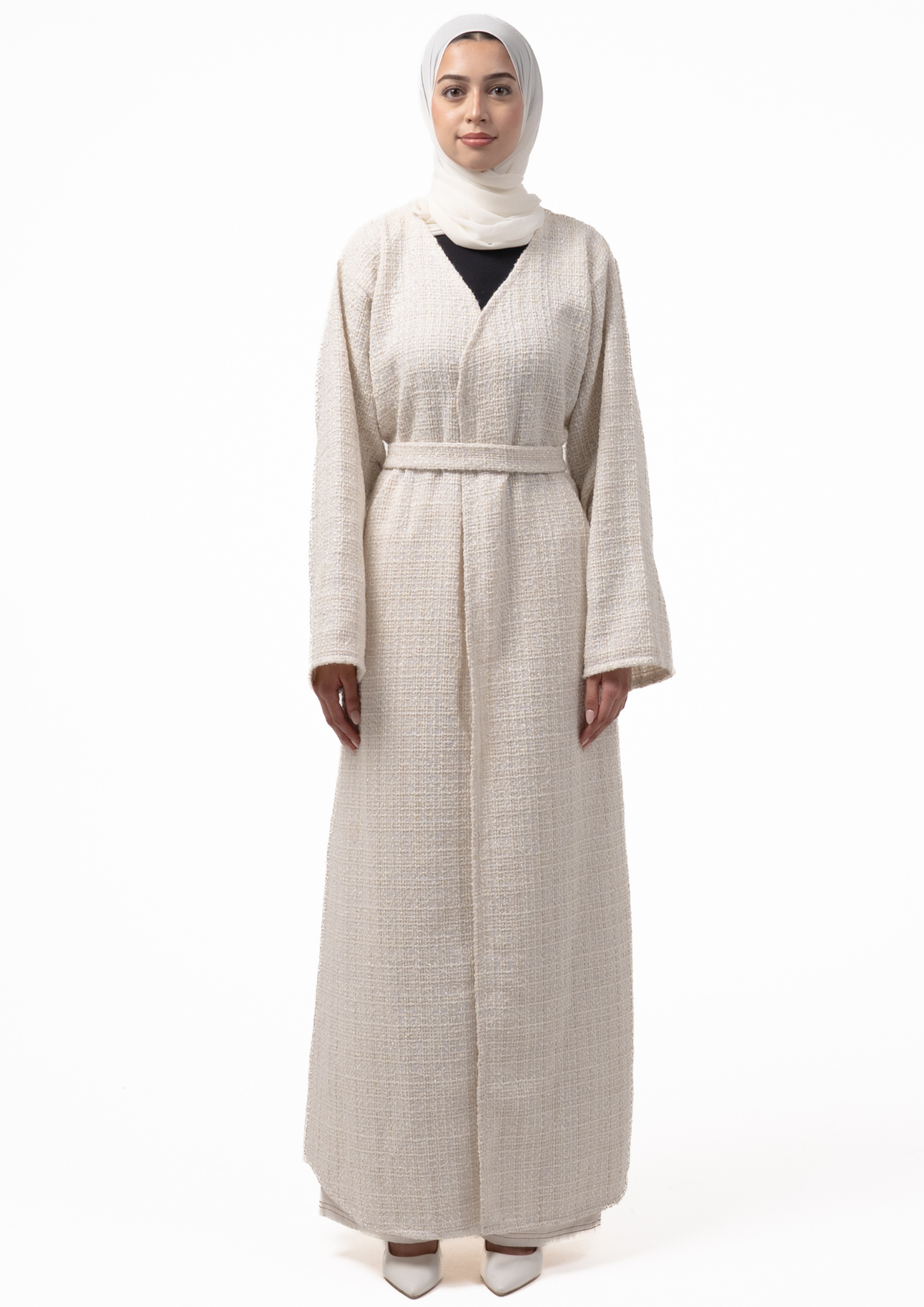 Ivory Tweed Abaya