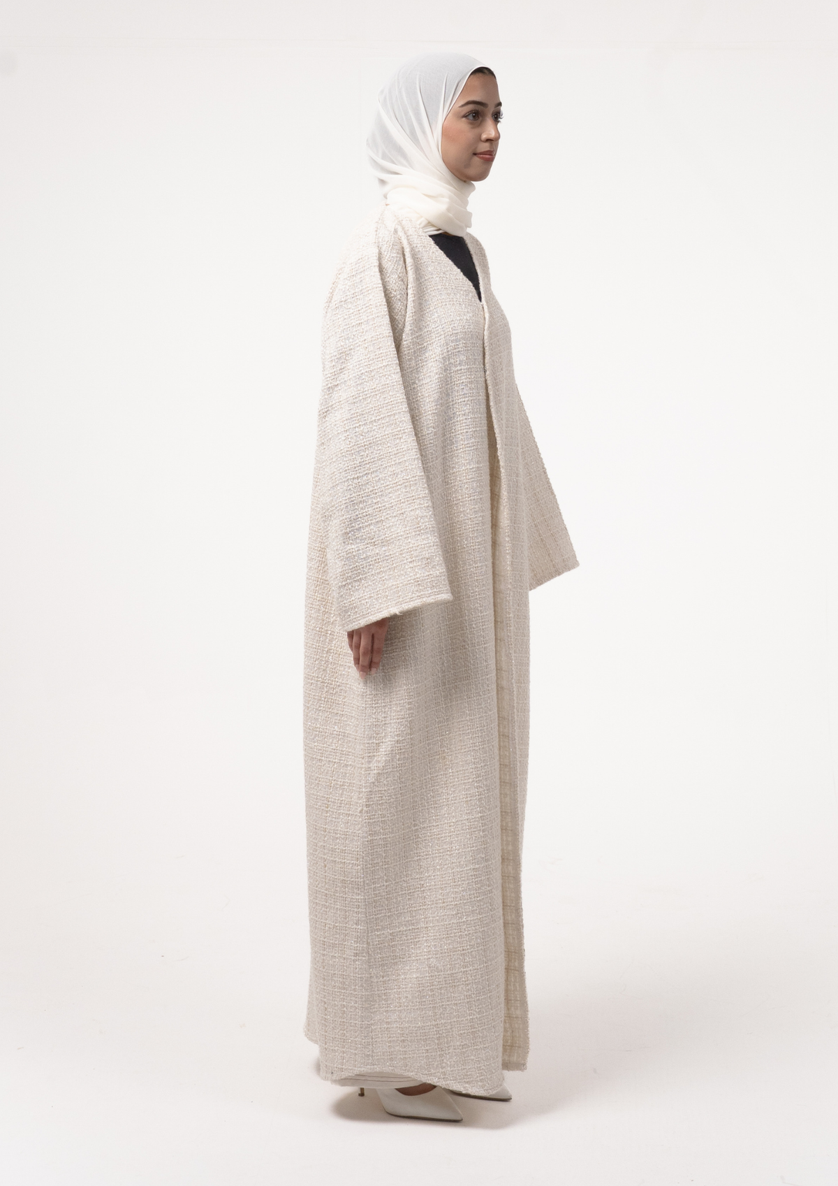 Ivory Tweed Abaya