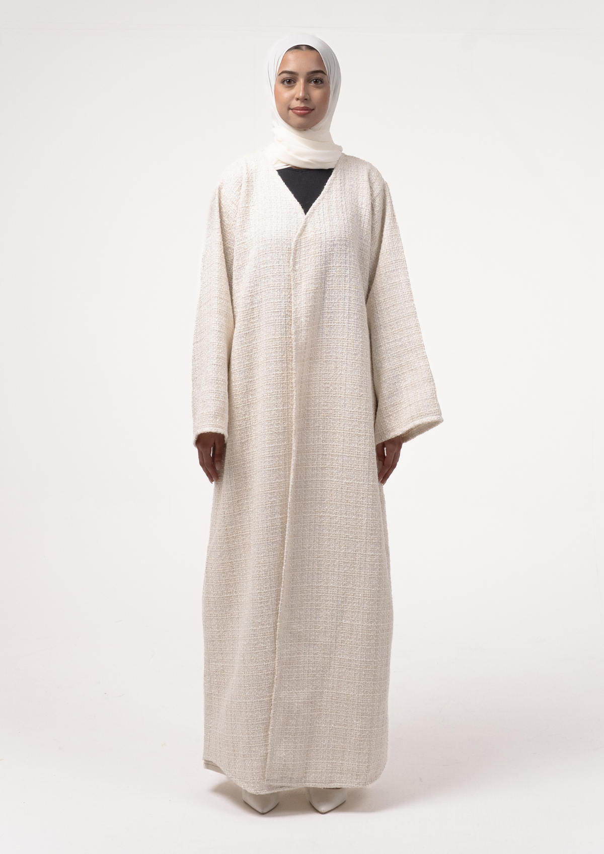 Ivory Tweed Abaya