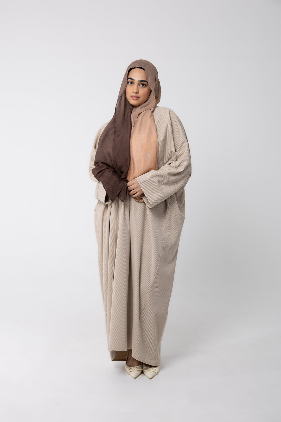 Ivory Corduroy Open Robe