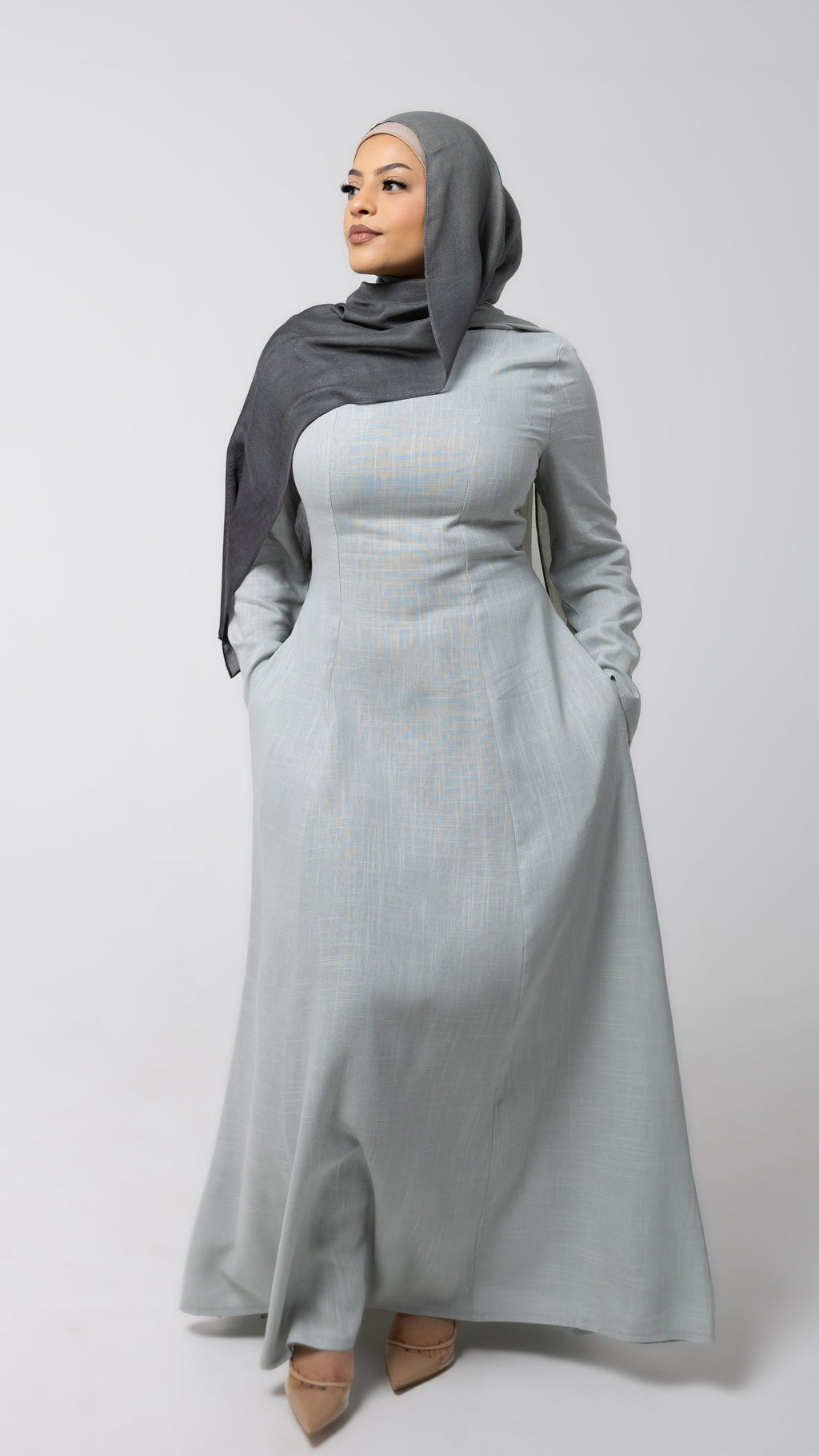 Pale aqua Flow Linen Dress