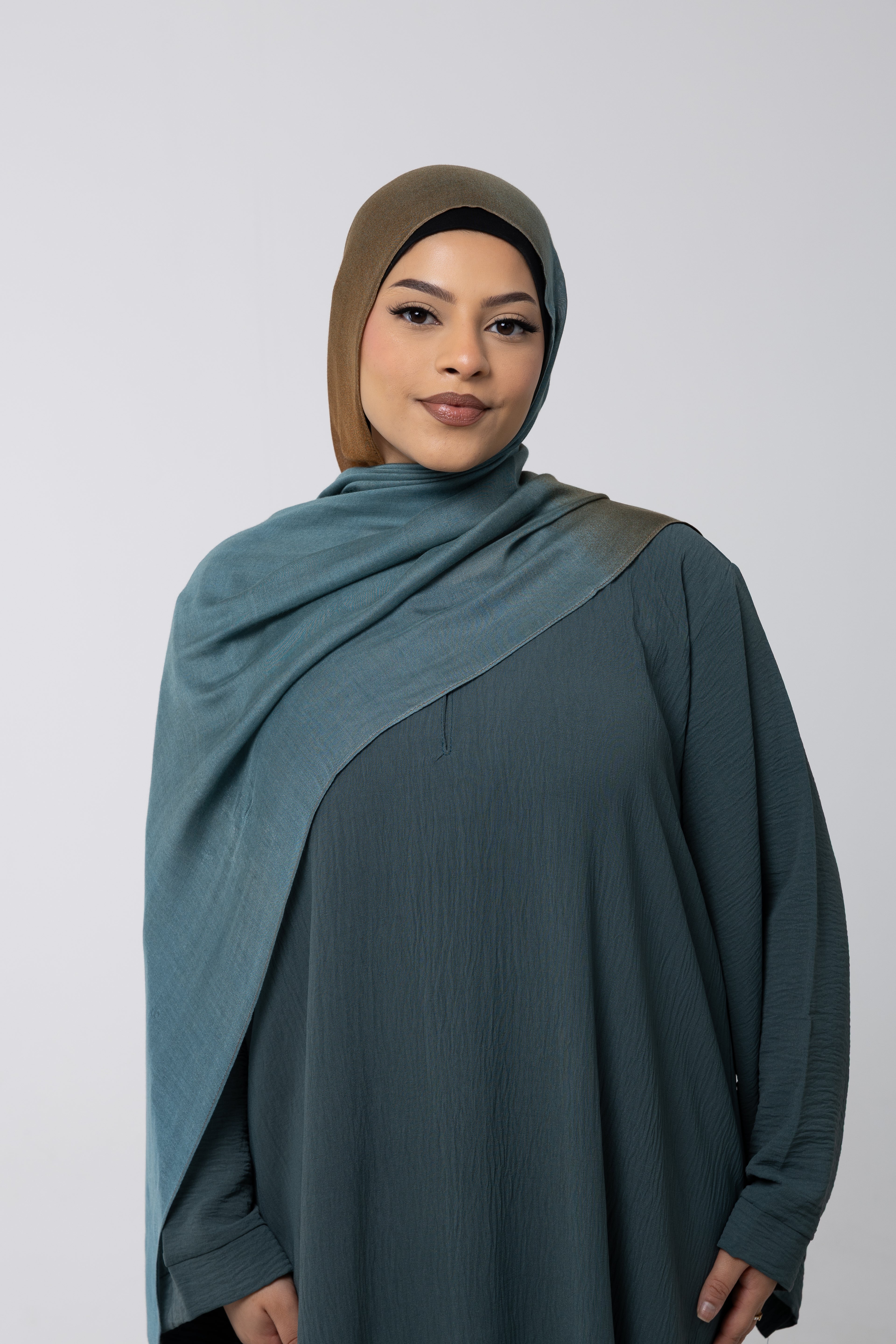 Modal 2 Tone Teal Brown Hijab