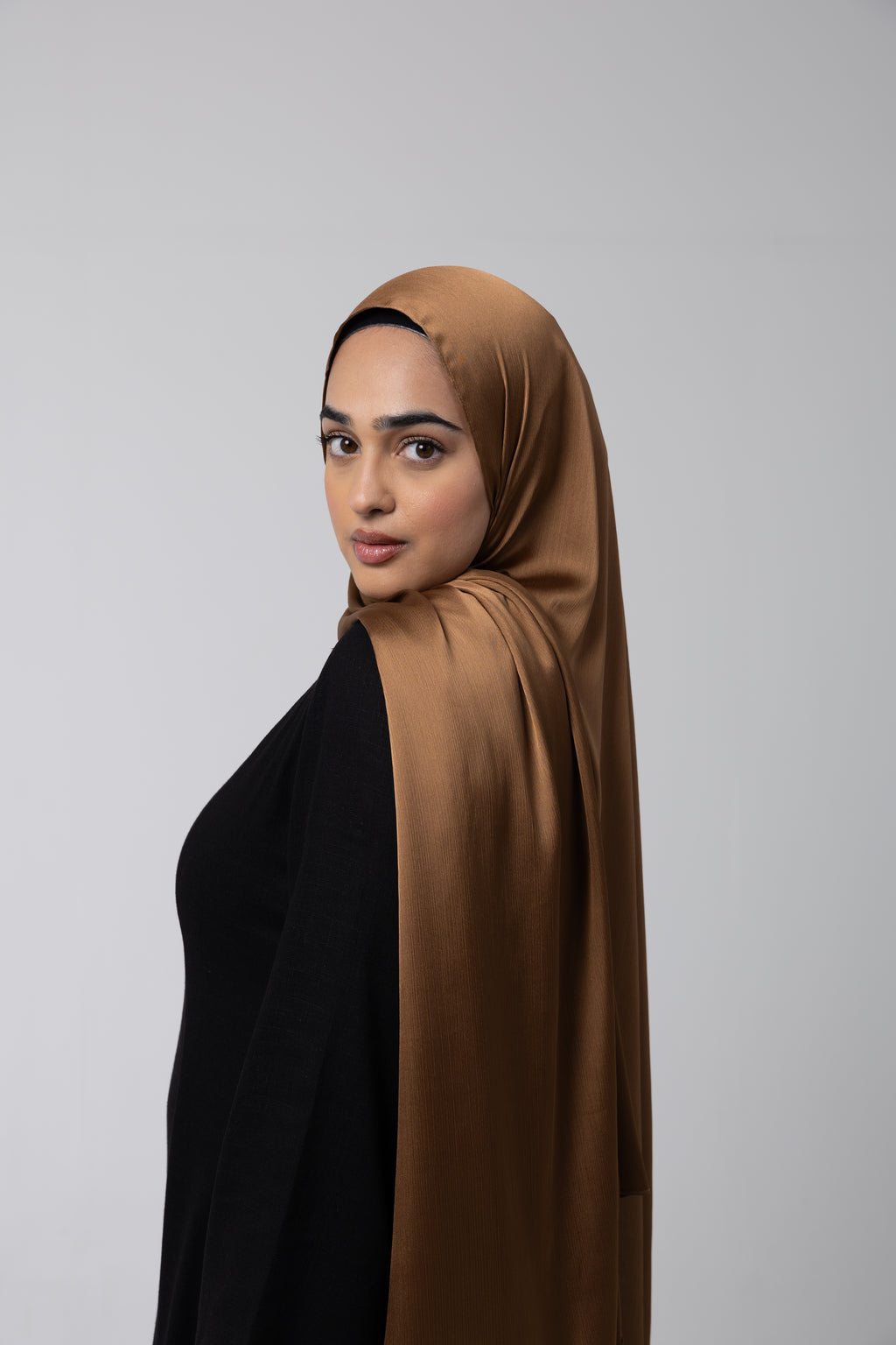 Bronze Satin Crinkle Hijab
