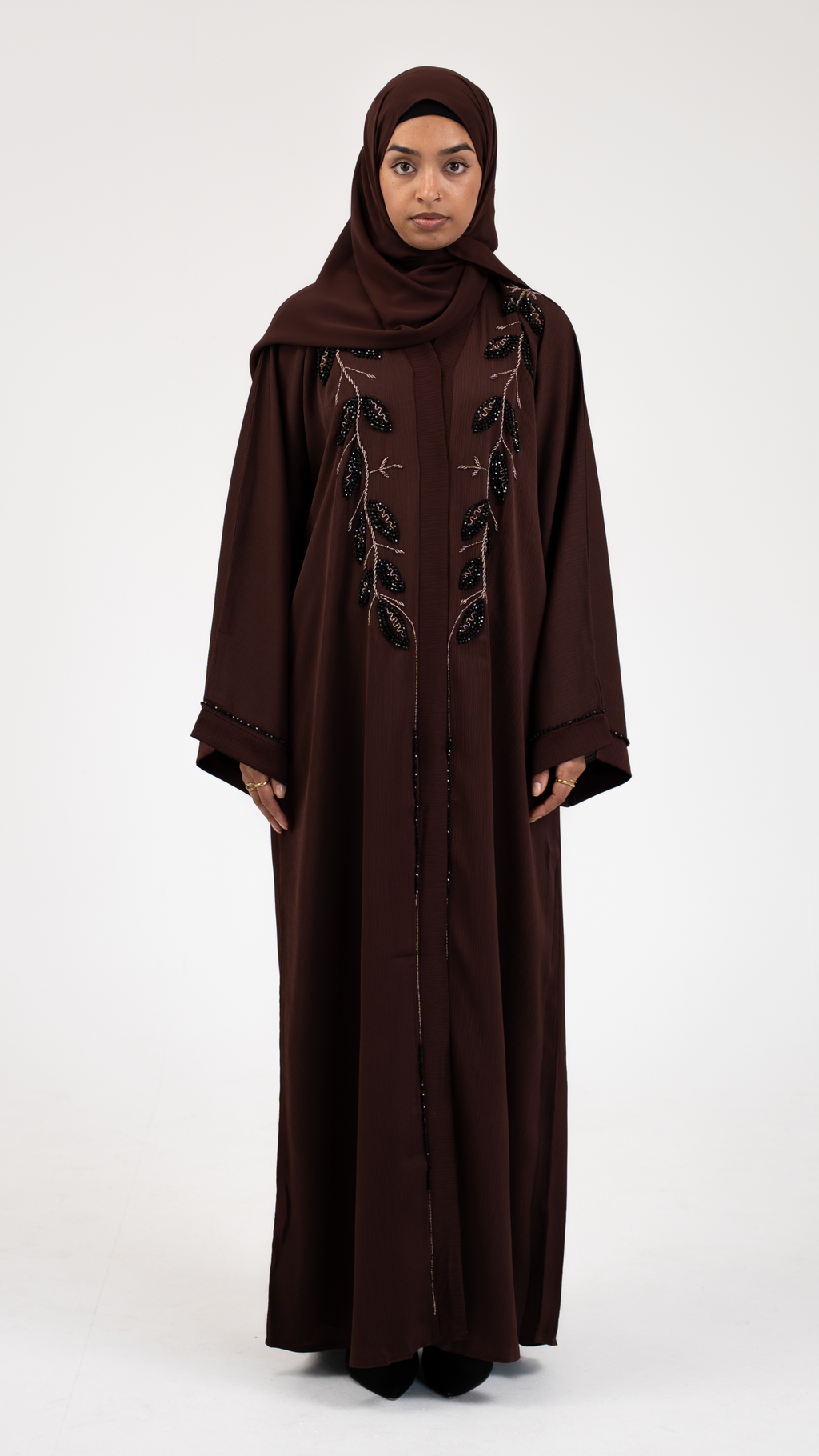 Arsin Brown Beaded Abaya