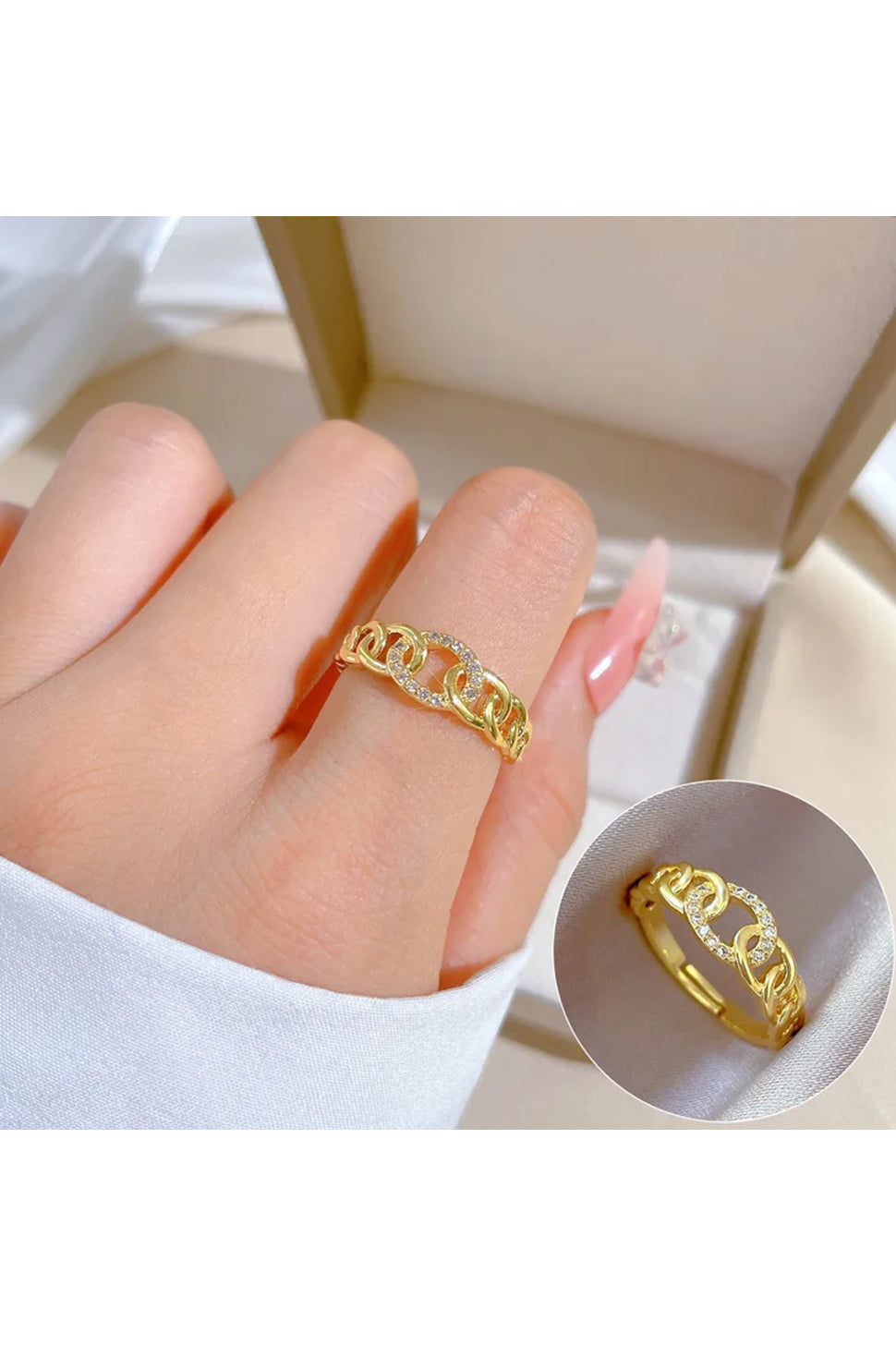 Gold Stainless Steel Link Ring  