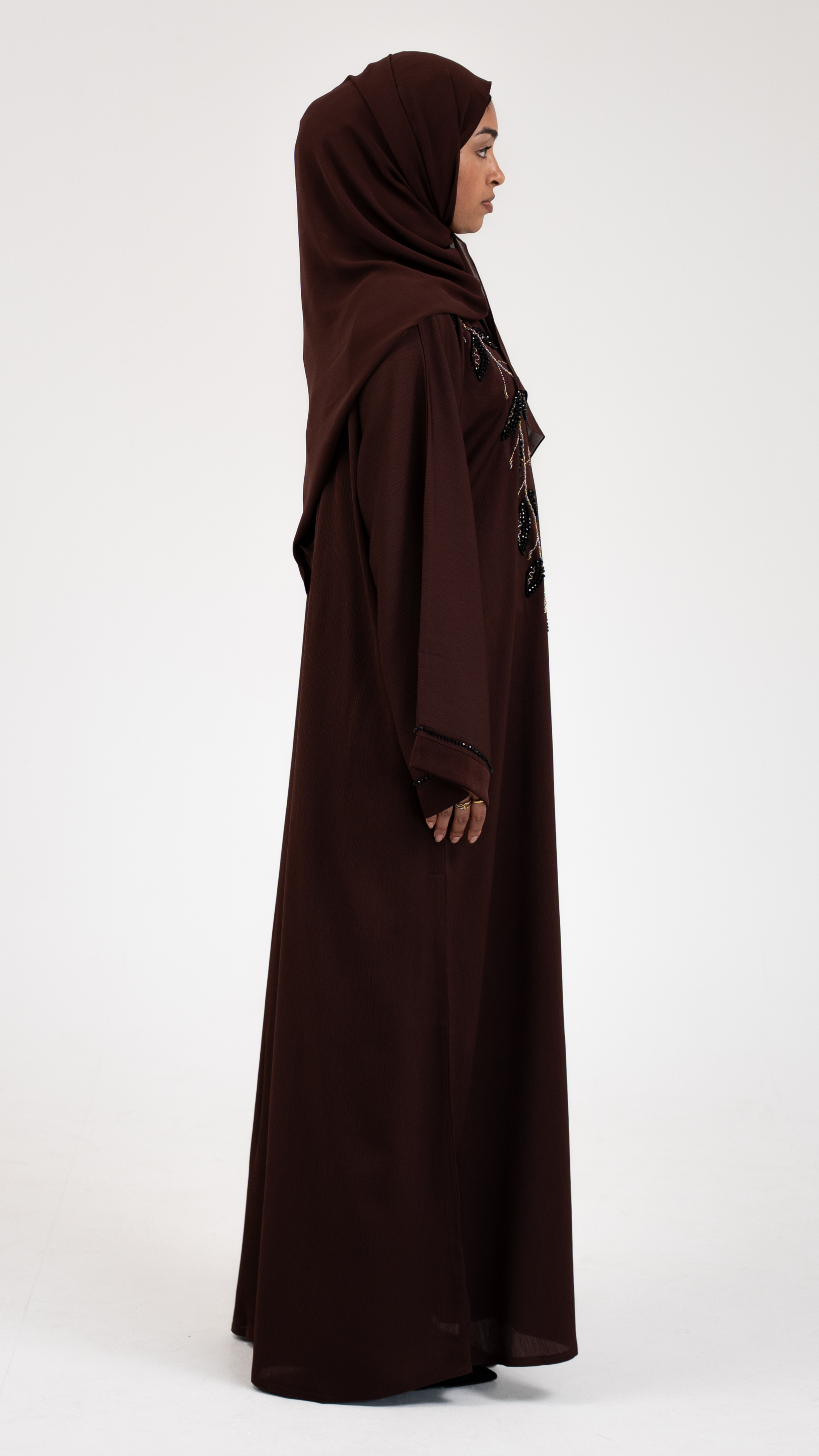 Arsin Brown Beaded Abaya